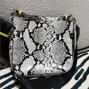 Zara Black and White Snake Print Crossbody Bag